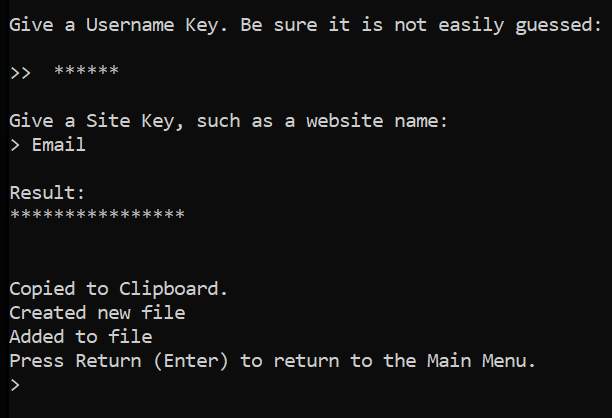 Two Key Mode in a command window.