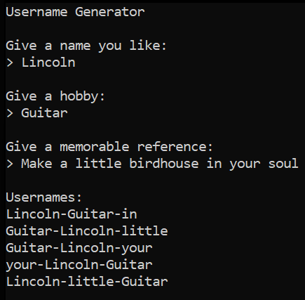 The username generator.